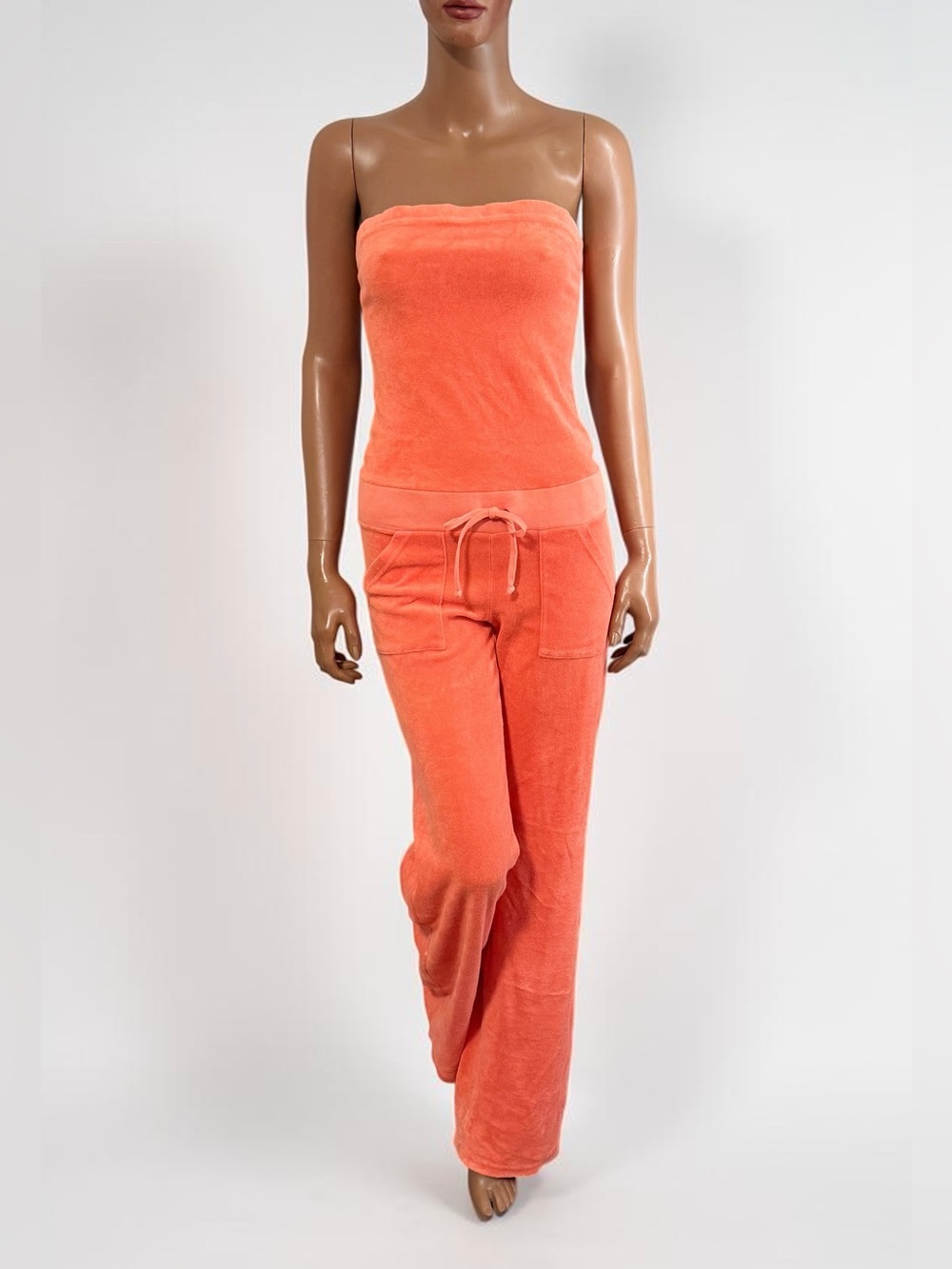 Juicy Couture Vintage Terry Orange Romper Catsuit Jumpsuit Swim Coverup Small